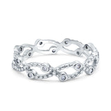 Eternity Band Wedding Ring Round Simulated Cubic Zirconia 925 Sterling Silver (4mm)