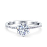 Art Deco Wedding Bridal Ring Round Simulated Cubic Zirconia 925 Sterling Silver