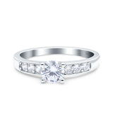 Art Deco Wedding Ring Round Simulated Cubic Zirconia 925 Sterling Silver