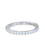 Full Eternity Wedding Round Lab Created White Opal Ring 925 Sterling Silver