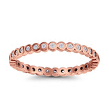 Full Eternity Stackable Wedding Ring Rose Tone, Simulated Cubic Zirconia 925 Sterling Silver