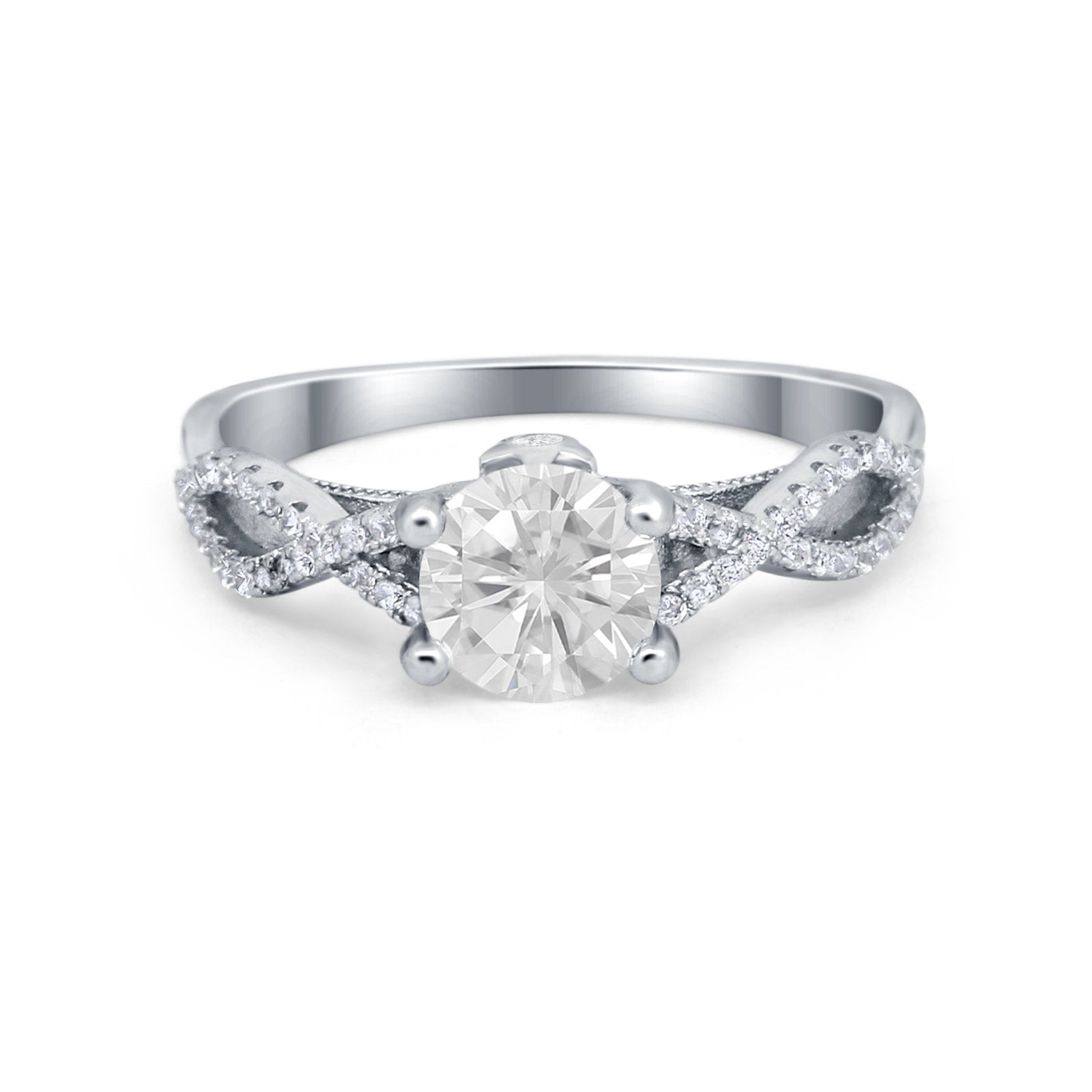 Twisted Shank Infinity Wedding Ring Simulated Cubic Zirconia 925 Sterling Silver