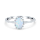 Solitaire Oval Thumb Ring Lab Created White Opal Stone 925 Sterling Silver