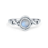 Celtic Trinity Ring Simulated Moonstone CZ Infinity Shank 925 Sterling Silver
