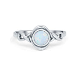 Celtic Trinity Ring Lab Created White Opal  Infinity Shank 925 Sterling Silver
