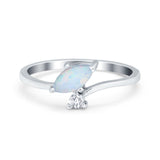 Fashion Ring Marquise Lab Created White Opal 925 Sterling Silver