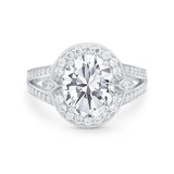 Art Deco Split Shank Engagement Bridal Ring Simulated Cubic Zirconia 925 Sterling Silver