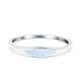 Simple Ring Band Lab Created White Opal 925 Sterling Silver (3.5mm)