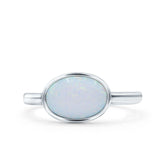 Petite Dainty Oval Lab Created White Opal Promise Ring Band Rhodium Plated Braided 925 Sterling Silver