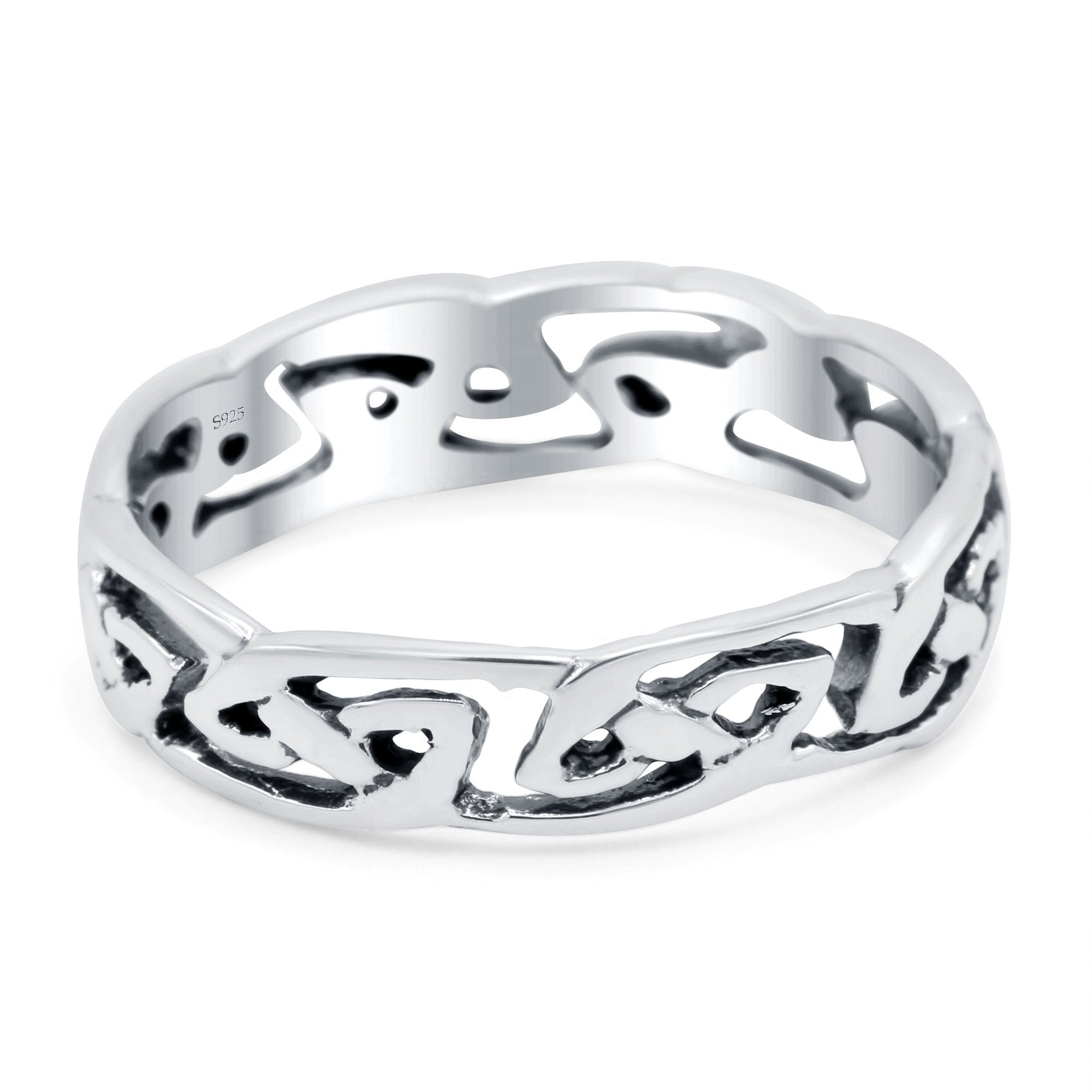 Celtic Ring Oxidized Band Solid 925 Sterling Silver (5mm)