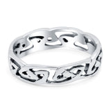 Celtic Ring Oxidized Band Solid 925 Sterling Silver (5mm)