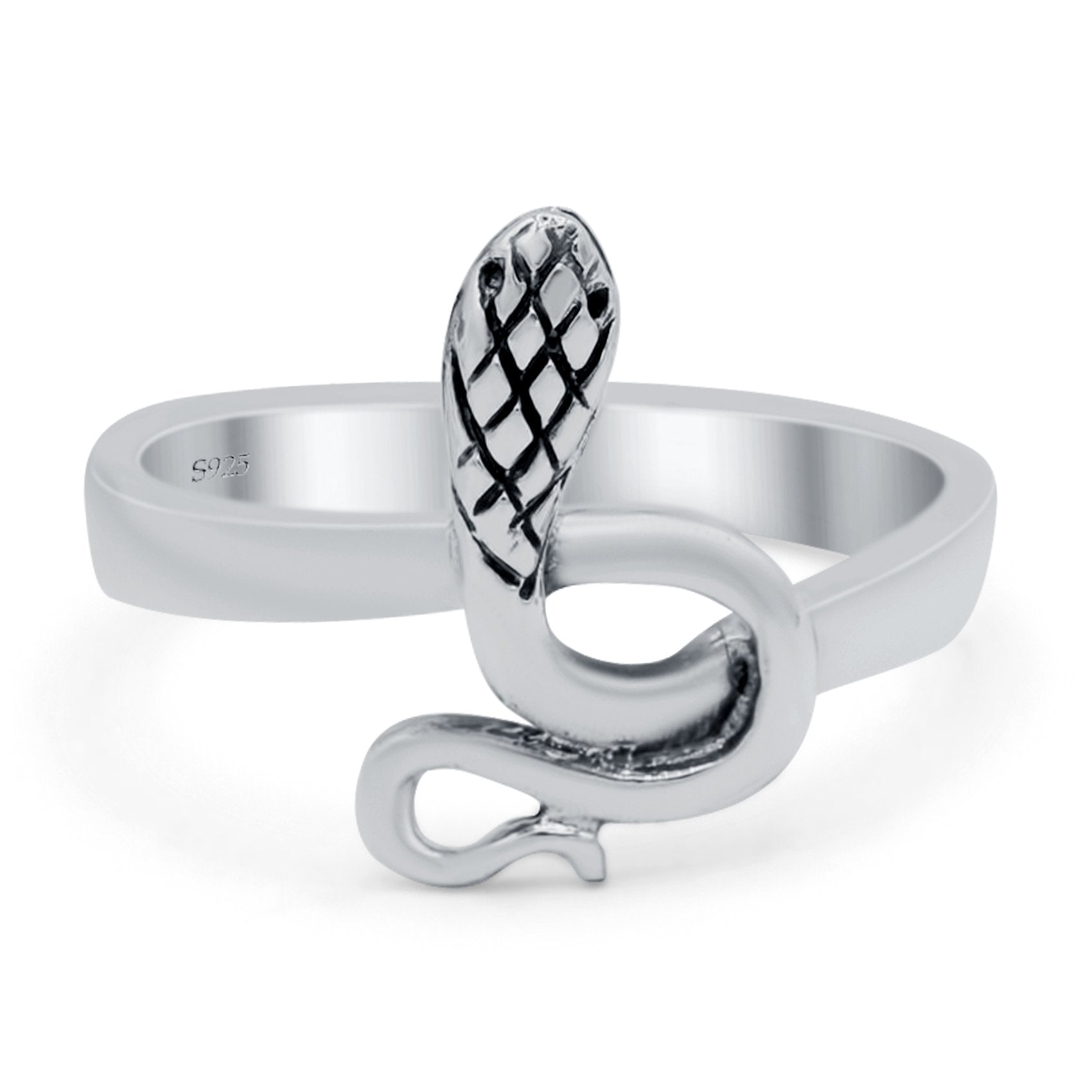 Snake Oxidized Band Solid 925 Sterling Silver Thumb Ring (14mm)