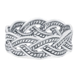 Braid Band Oxidized Ring Solid 925 Sterling Silver (6mm)