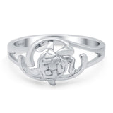 Turtle Oxidized Band Solid 925 Sterling Silver Thumb Ring (10mm)