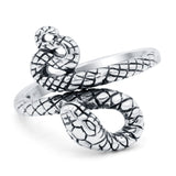 Snake Oxidized Band Solid 925 Sterling Silver Thumb Ring (17mm)
