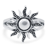 Sun Ring Oxidized Band Solid 925 Sterling Silver (18mm)