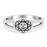 Smiling Sun Oxidized Band Solid 925 Sterling Silver Thumb Ring (7mm)