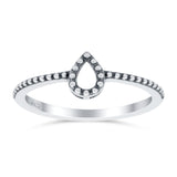 Oxidized Design Pear Teardrop Band Solid 925 Sterling Silver Thumb Ring (6mm)