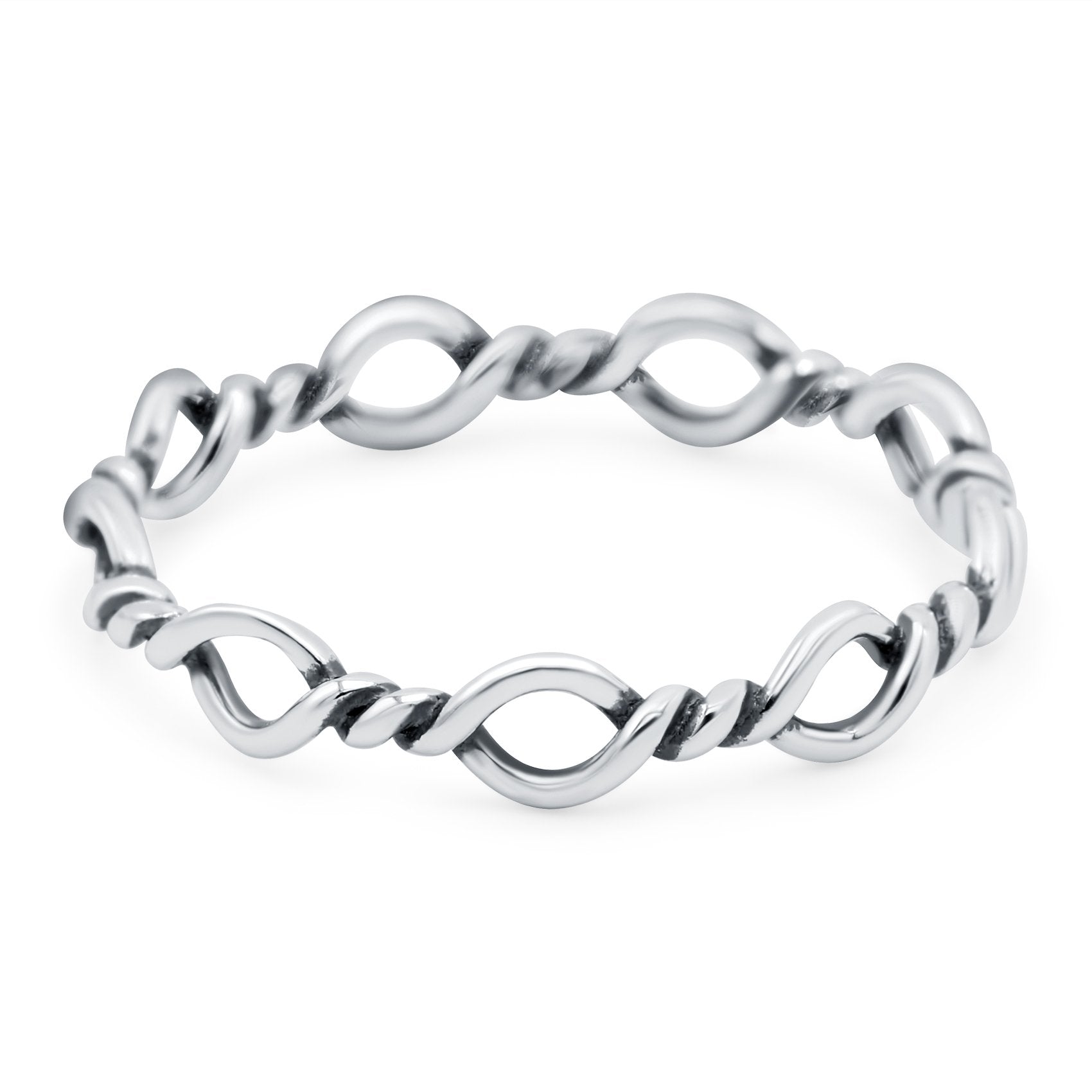 Rope Oxidized Band Solid 925 Sterling Silver Thumb Ring (4mm)