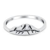 Mountains Oxidized Band Solid 925 Sterling Silver Thumb Ring (6mm)