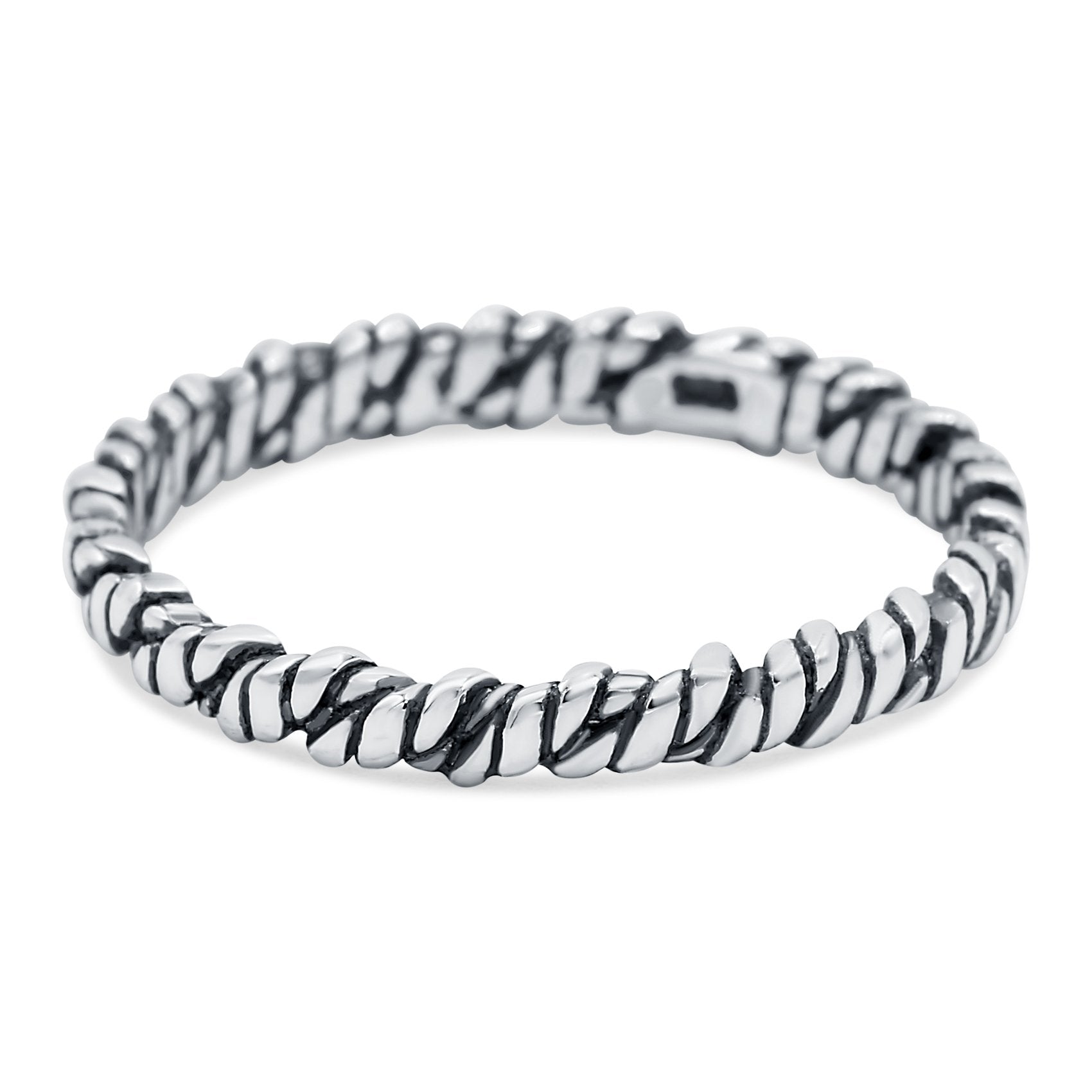 Thin Knot Oxidized Band Solid 925 Sterling Silver Thumb Ring (2mm)