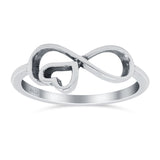 Infinity Heart Oxidized Band Solid 925 Sterling Silver Thumb Ring (8mm)