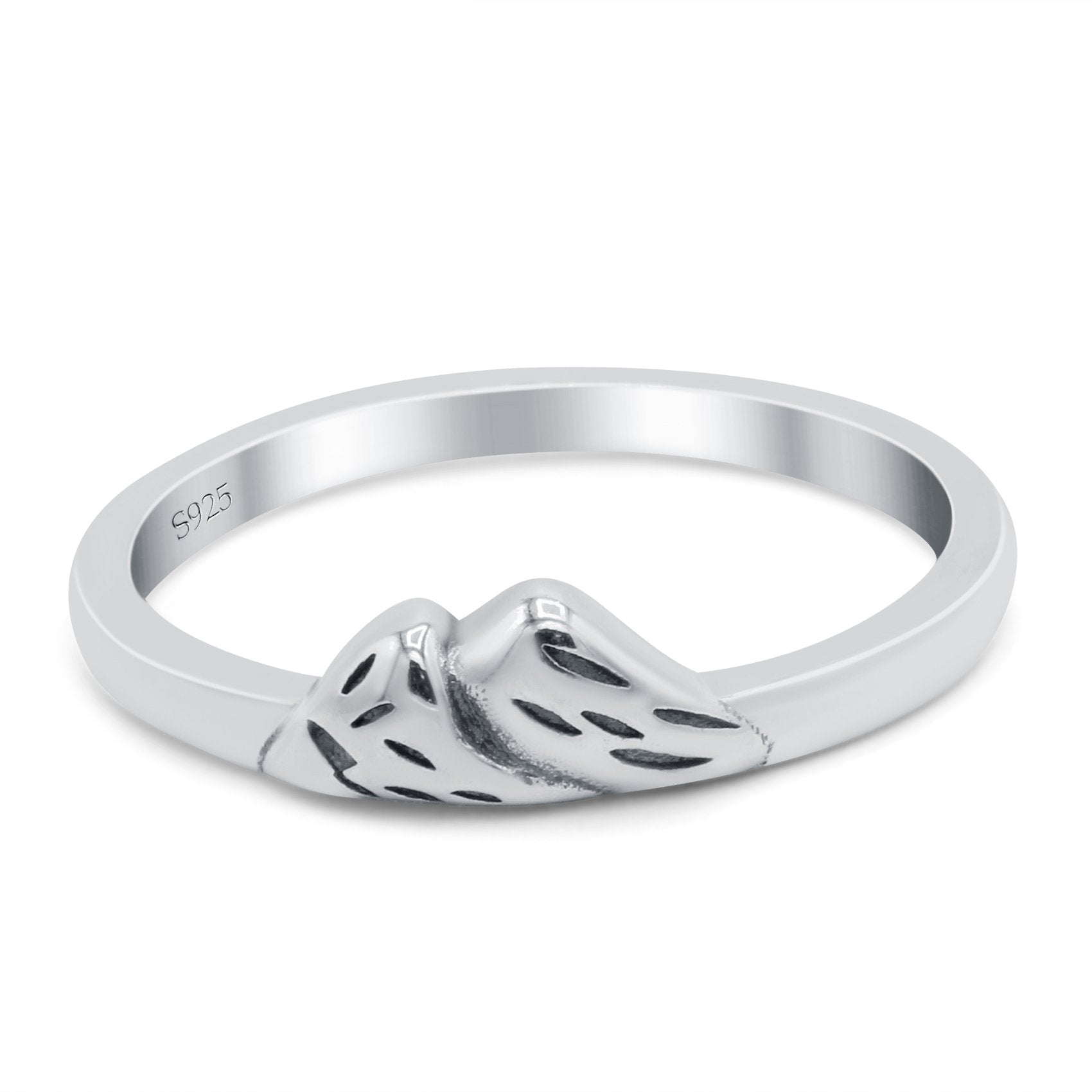 Mountains Oxidized Band Solid 925 Sterling Silver Thumb Ring (5mm)