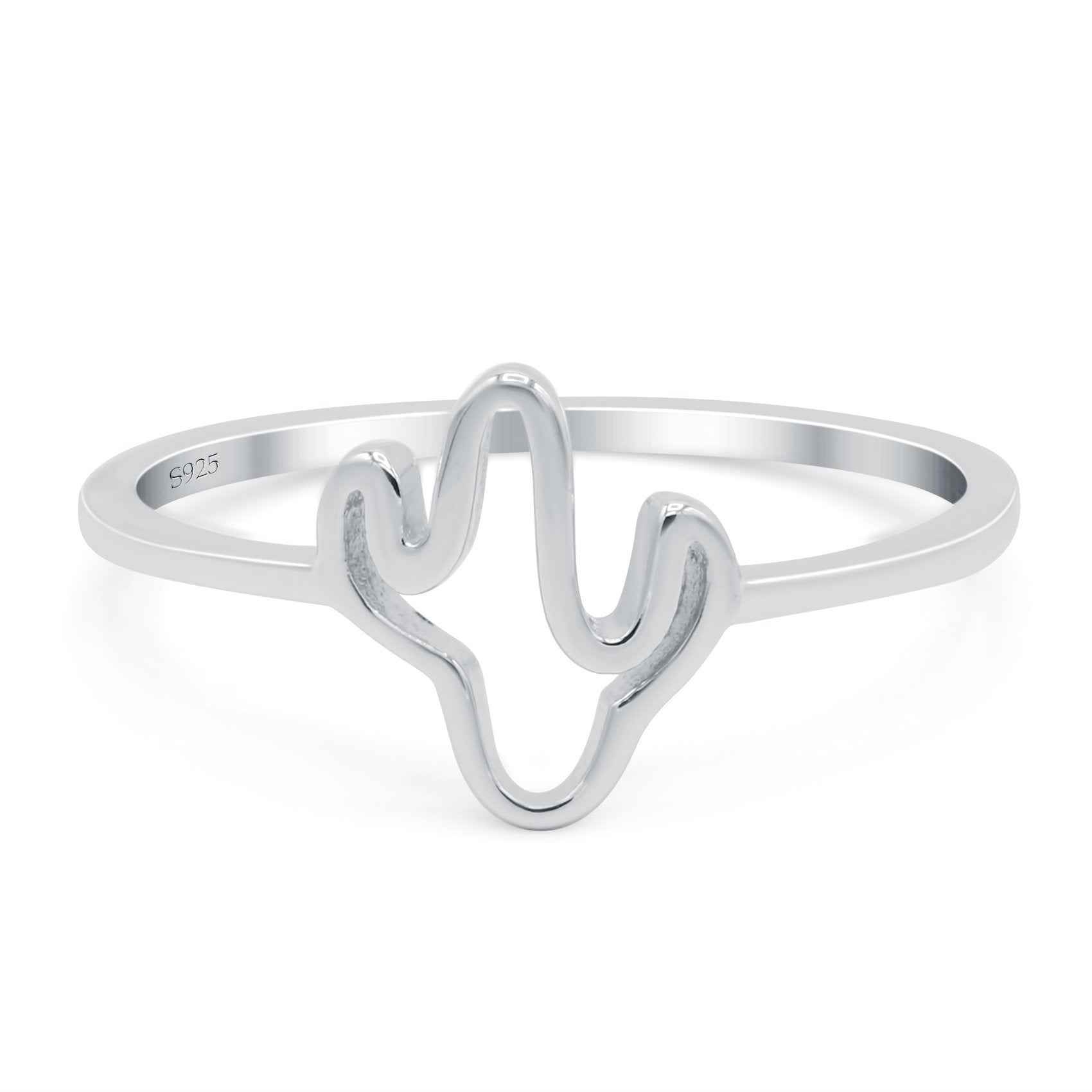 Cactus Oxidized Band Solid 925 Sterling Silver Thumb Ring (9mm)