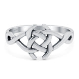 Celtic Oxidized Band Solid 925 Sterling Silver Thumb Ring (10mm)