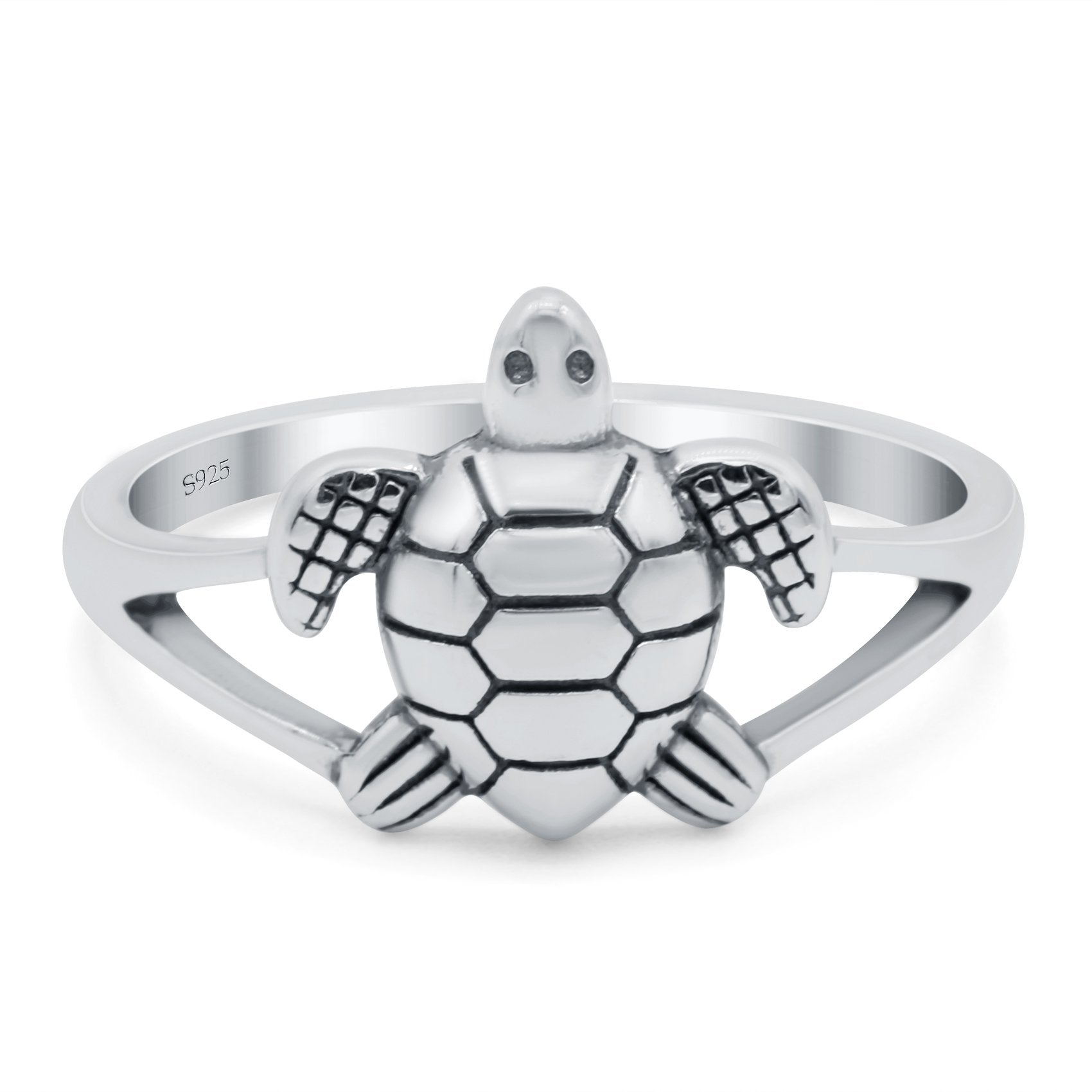 Turtle Oxidized Band Solid 925 Sterling Silver Thumb Ring (11.5mm)