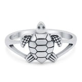 Turtle Oxidized Band Solid 925 Sterling Silver Thumb Ring (11.5mm)