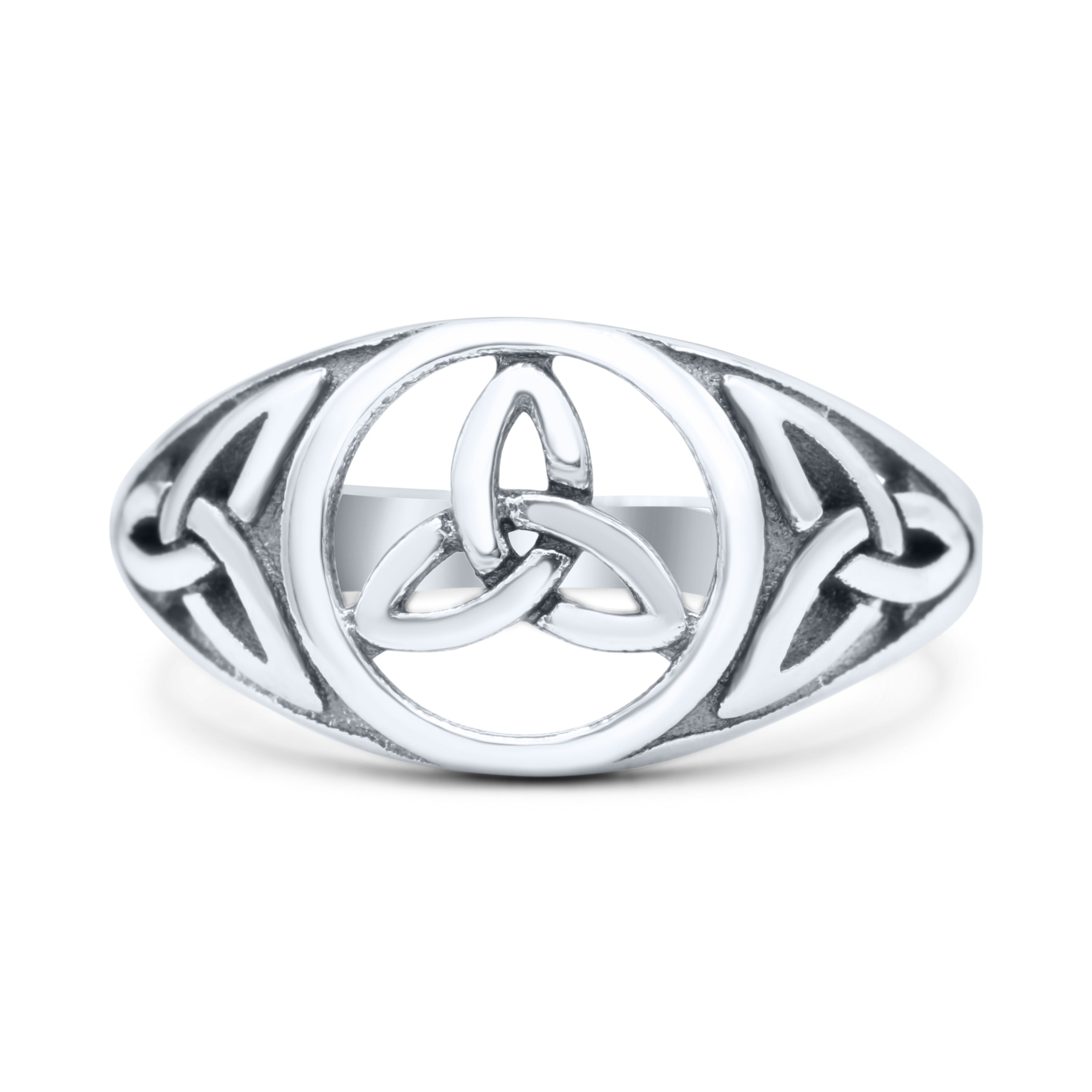 Vintage Celtic Trinity Triquetra Knot Attractive Design Oxidized Band