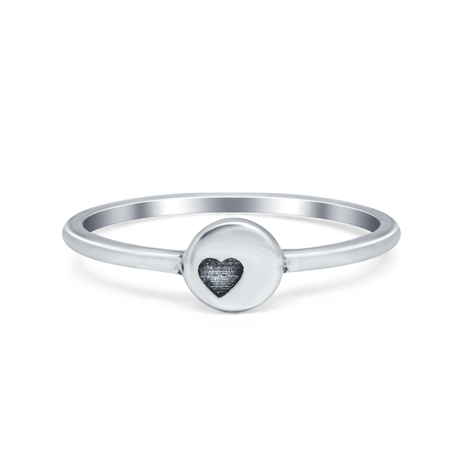 925 Sterling Silver Round Heart Engraved Oxidized Ring Wholesale