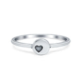 925 Sterling Silver Round Heart Engraved Oxidized Ring Wholesale