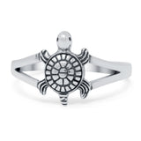 Turtle Band Oxidized Ring Solid 925 Sterling Silver (12mm)