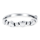 Dots and Hearts Band Oxidized Solid 925 Sterling Silver Thumb Ring (3.5mm)