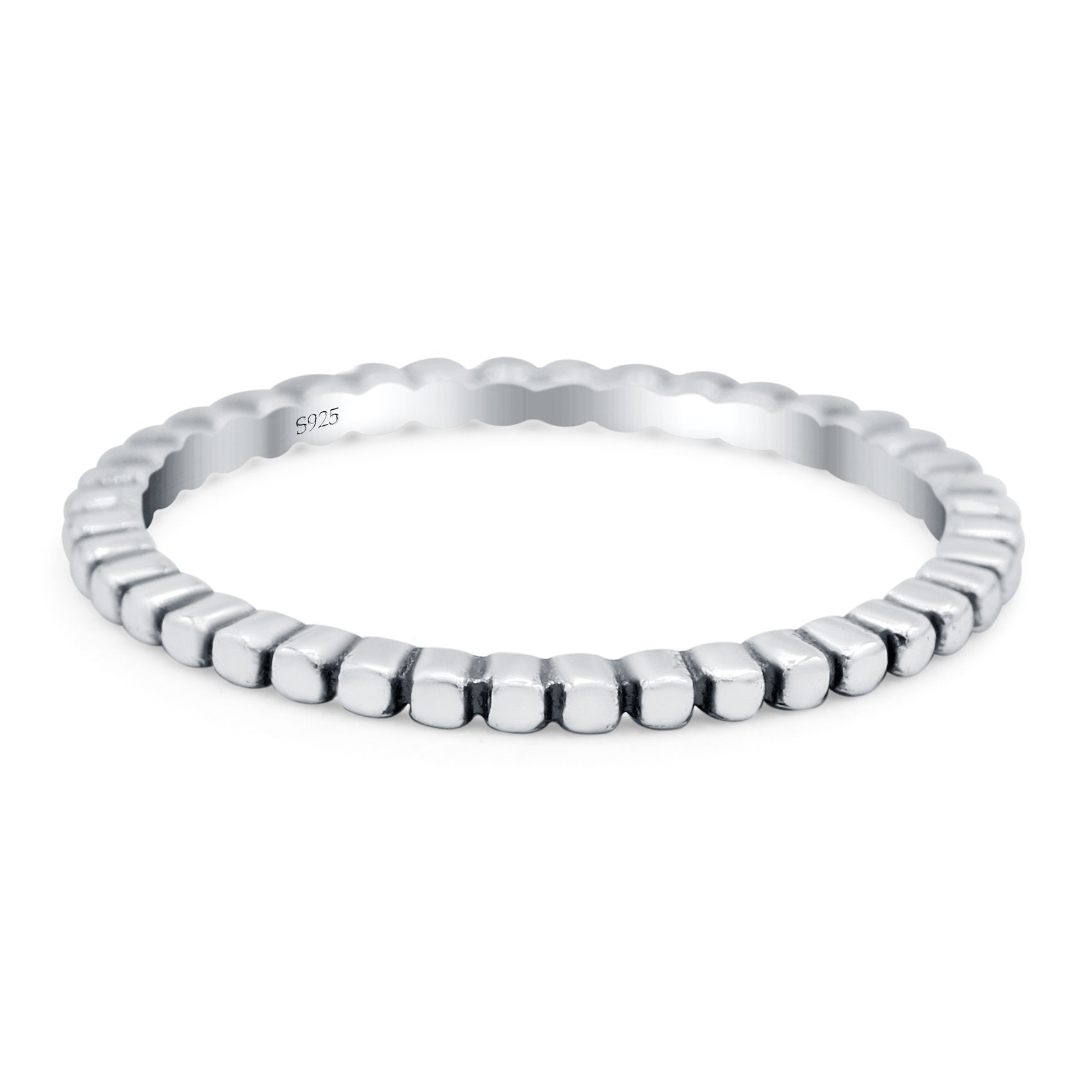 Oxidized Ring Band Solid 925 Sterling Silver (1mm)