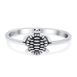 Turtle Band Oxidized Solid 925 Sterling Silver Thumb Ring (8mm)