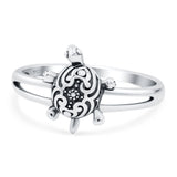 Turtle Band Oxidized Solid 925 Sterling Silver Thumb Ring (12mm)