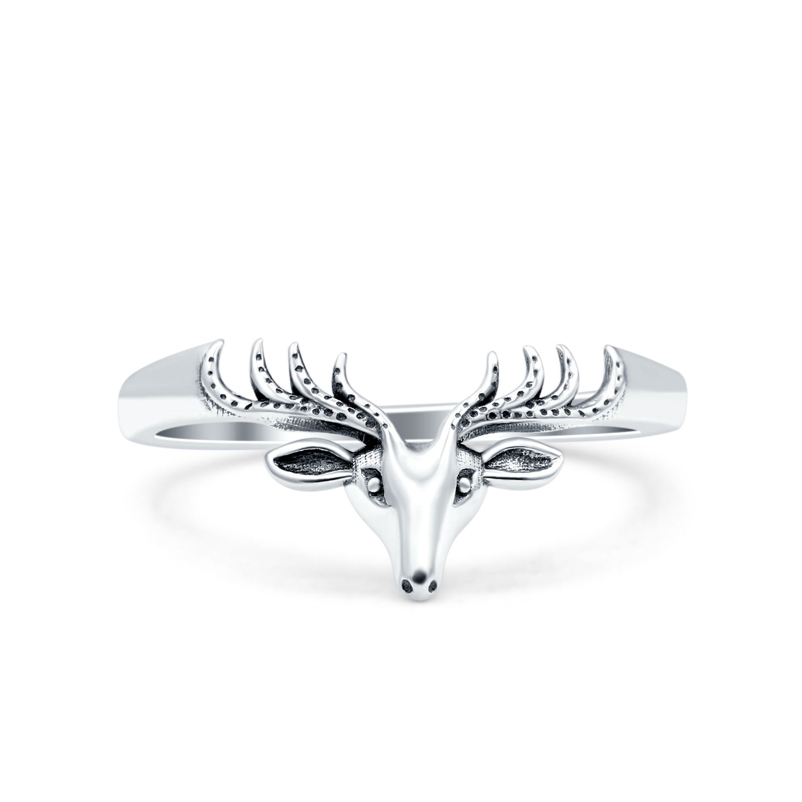 Deer Oxidized Band Solid 925 Sterling Silver Thumb Ring (9mm)