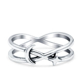 Moon & Star Oxidized Band Solid 925 Sterling Silver Thumb Ring (5.8mm)