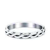 Braid Oxidized Band Solid 925 Sterling Silver Thumb Ring (3mm)