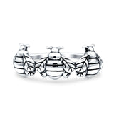 Bees Oxidized Band Solid 925 Sterling Silver Thumb Ring (7.5mm)