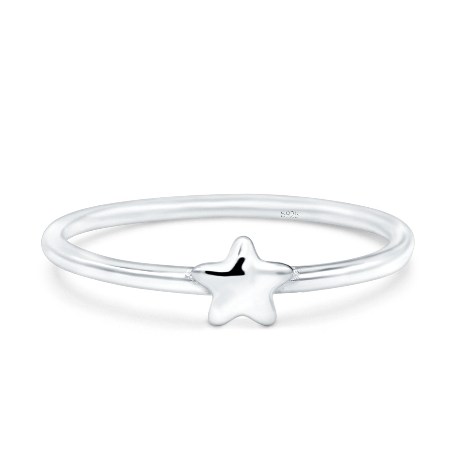 Star Oxidized Band Solid 925 Sterling Silver Thumb Ring (5mm)