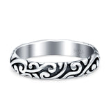 Filigree Oxidized Band Solid 925 Sterling Silver Thumb Ring (3.7mm)