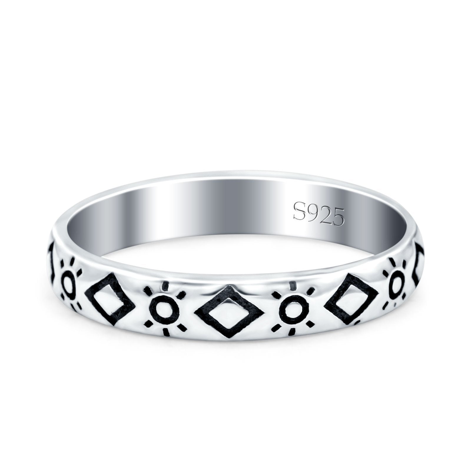 Sun Oxidized Band Solid 925 Sterling Silver Thumb Ring (3mm)