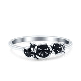 Flowers Oxidized Band Solid 925 Sterling Silver Thumb Ring (5mm)