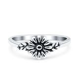 Daisy Band Oxidized Ring Solid 925 Sterling Silver (7mm)