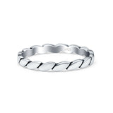 Rope Ring Oxidized Band Solid 925 Sterling Silver Thumb Ring (2mm)