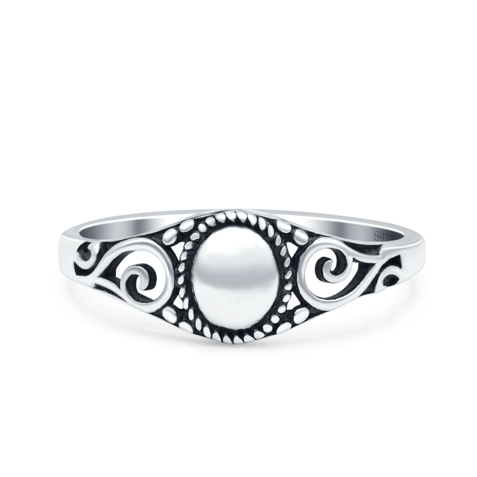 Bali Style Oxidized Band Solid 925 Sterling Silver Thumb Ring (6.8mm)
